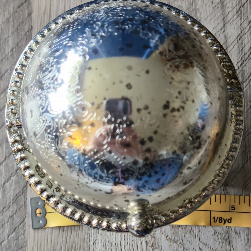 Antique Silverplate Revolving Roll Top Dome Butter Dish Ornate Footed Caviar - Picture 8 of 9